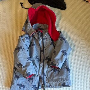 Hatley Moose Print Jacket with Red Lining